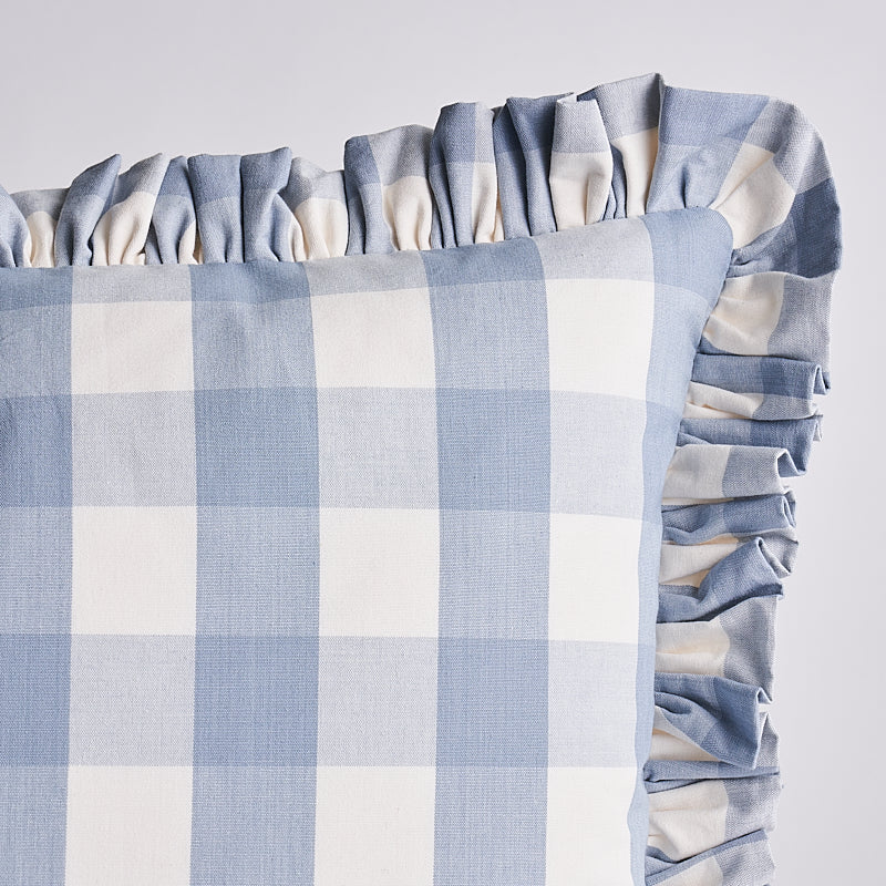 Camden Cotton Check Pillow | Sky