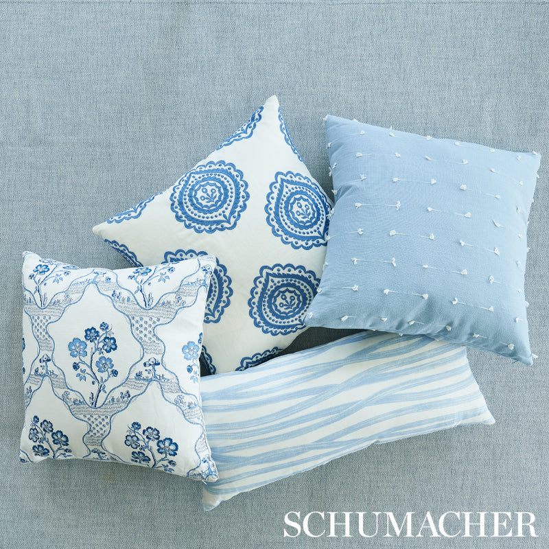 Olana Embroidery Pillow | Blue& White