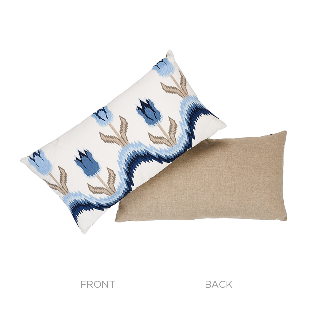 Tulip Flamestitch Pillow | Blue