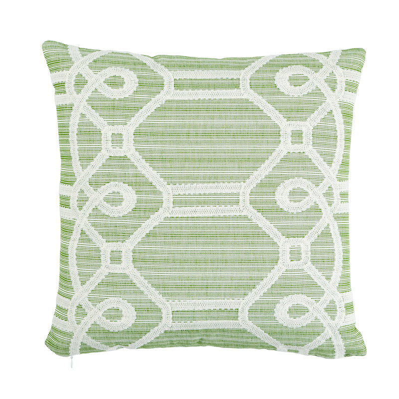 Ziz Embroidery Pillow | Green & White