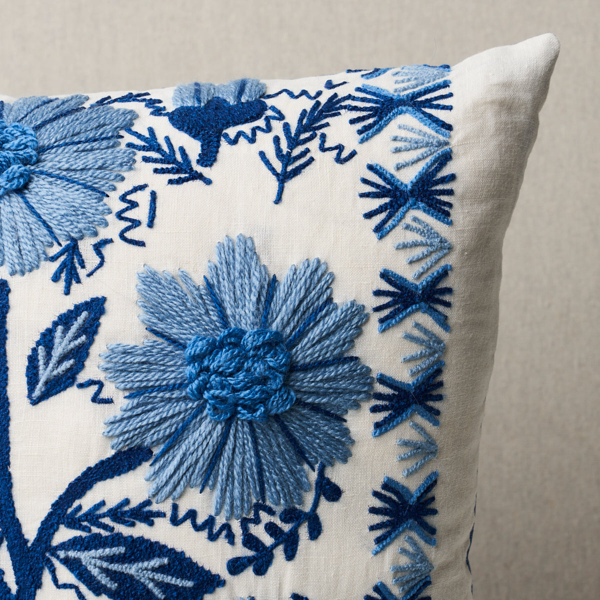 Marguerite Embroidery Pillow | Sky