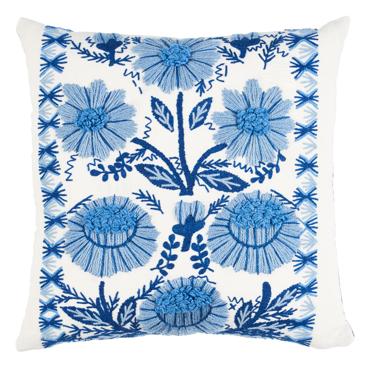 Marguerite Embroidery Pillow | Sky