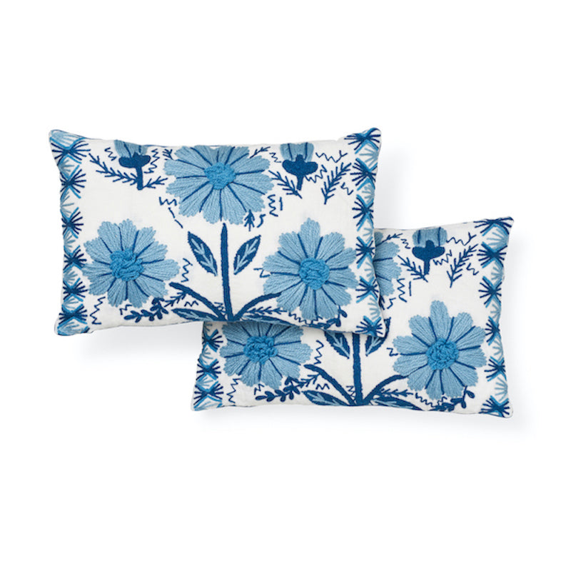 Marguerite Embroidery Pillow A | Sky