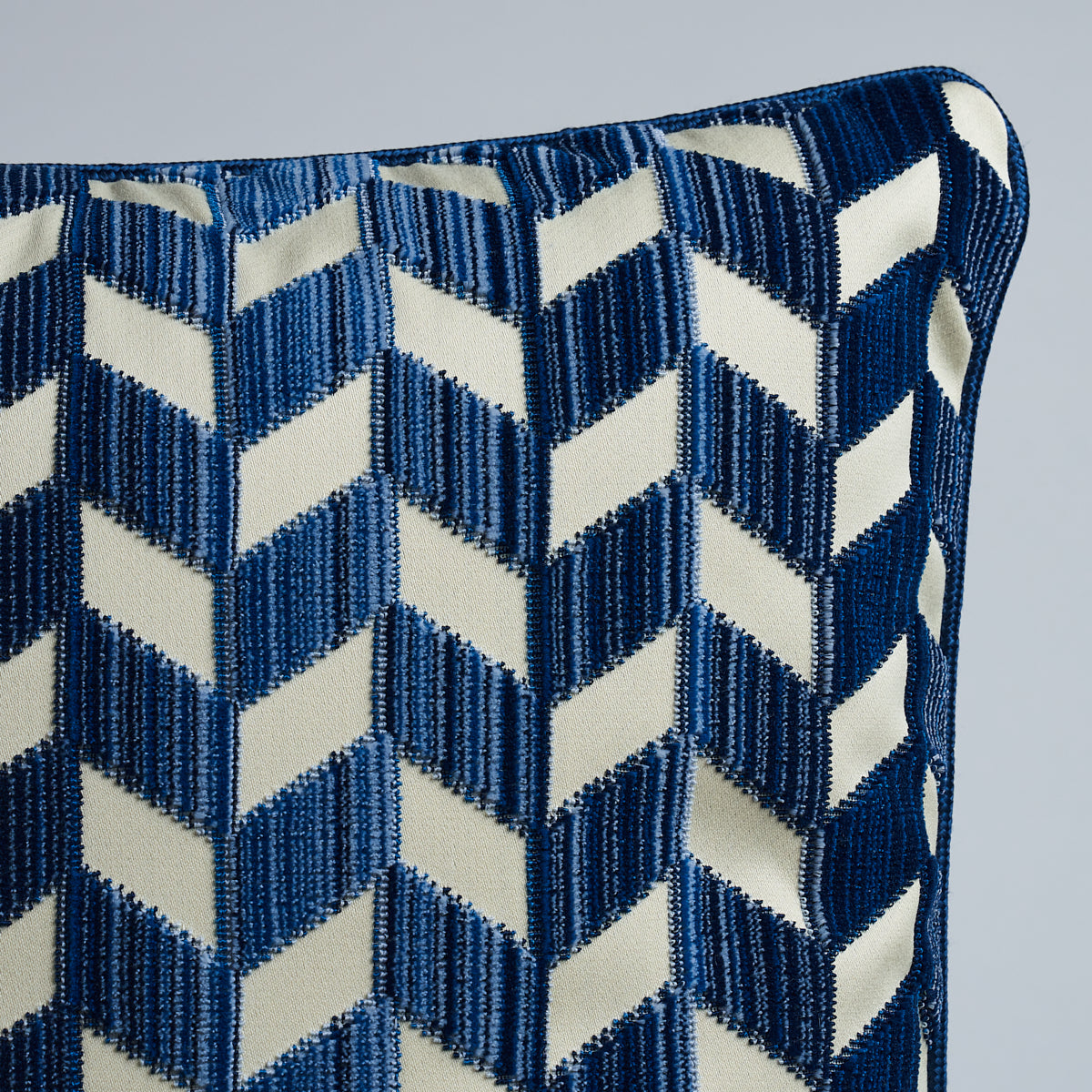 Chevron Strie Velvet Pillow | Lapis