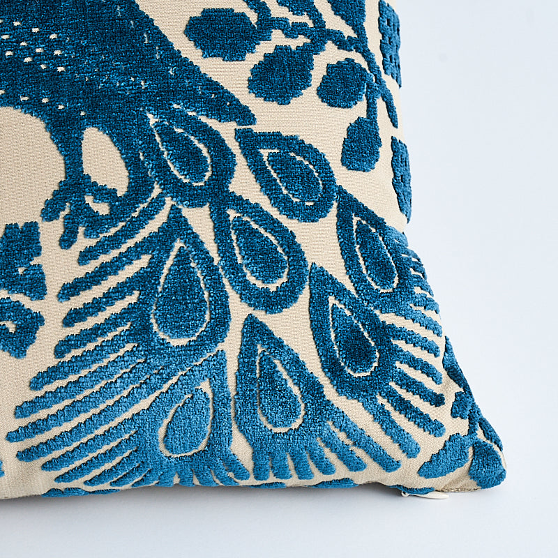 Pavone Velvet Pillow | Peacock & Sand
