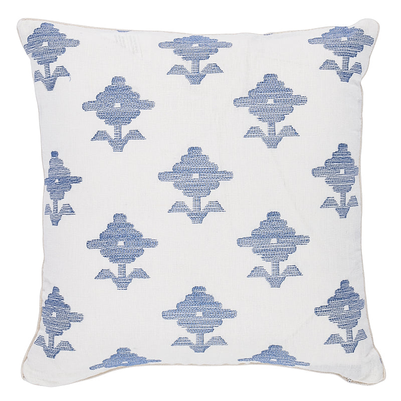 Rubia Embroidery Pillow | Blue