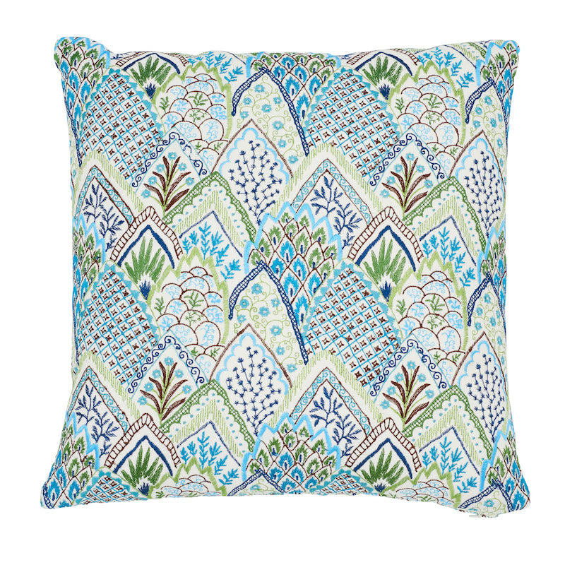 Albizia Embroidery Pillow | Blue & Green