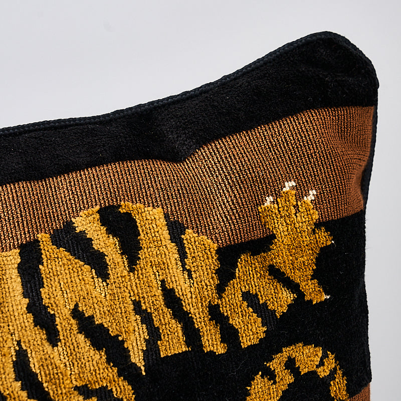 Jokhang Tiger Velvet Pillow | Brown & Black