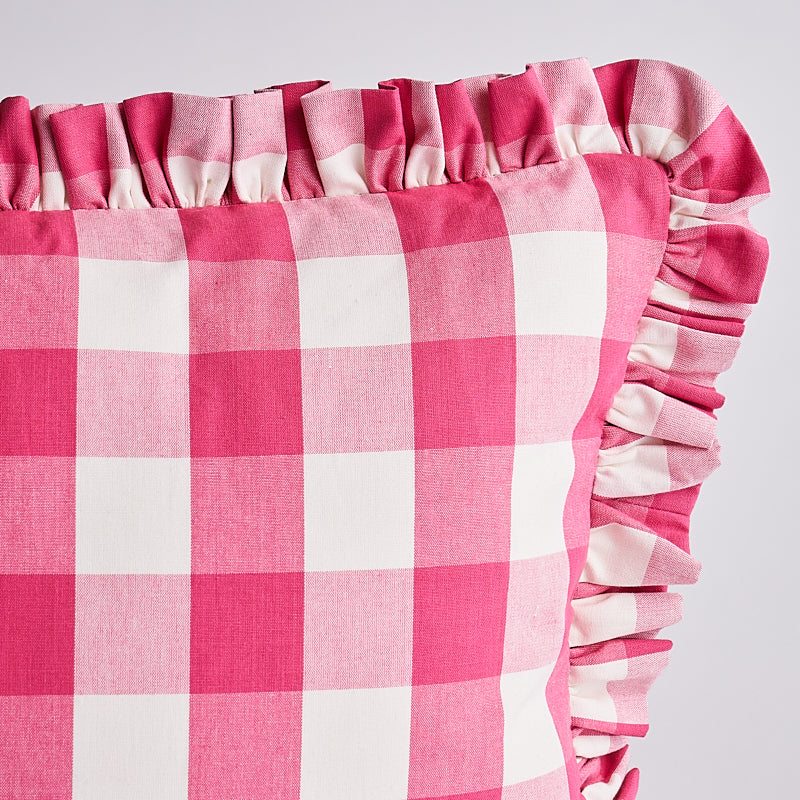 Camden Cotton Check Pillow | Magenta