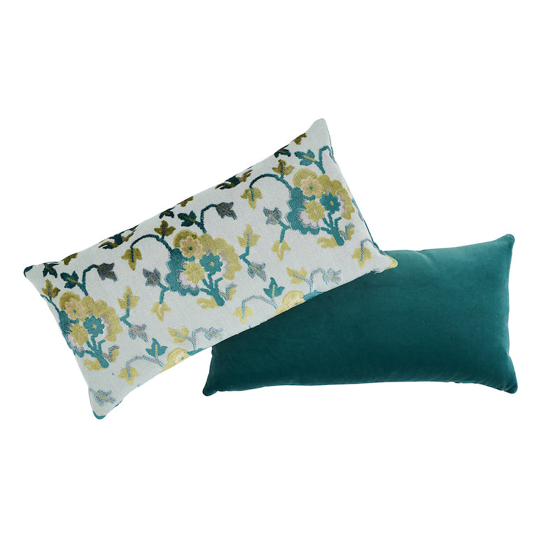 Jennie Velvet Pillow | Peacock & Celadon