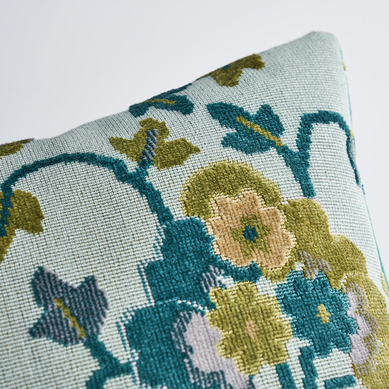 Jennie Velvet Pillow | Peacock & Celadon