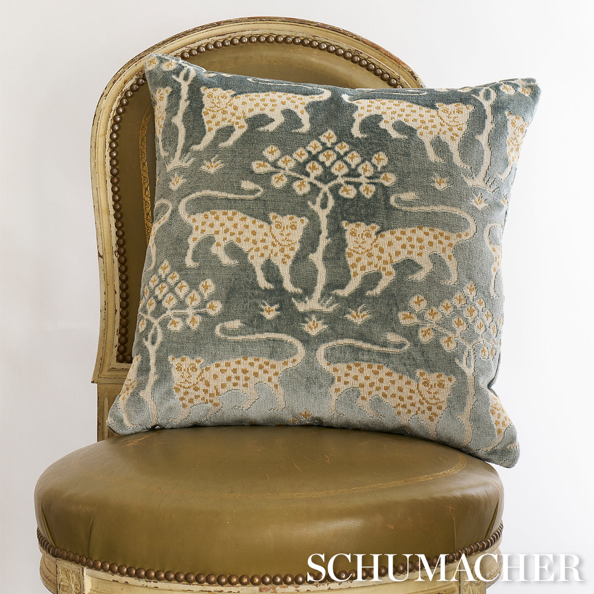 Woodland Leopard Velvet Pillow | Mineral