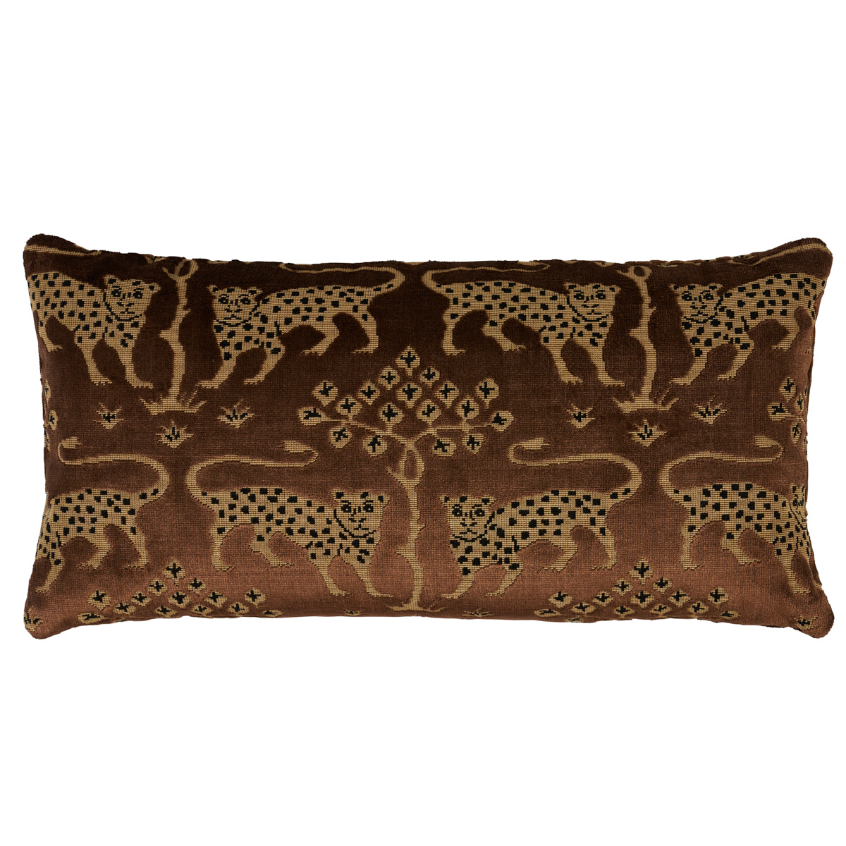 Woodland Leopard Velvet Pillow | Sepia