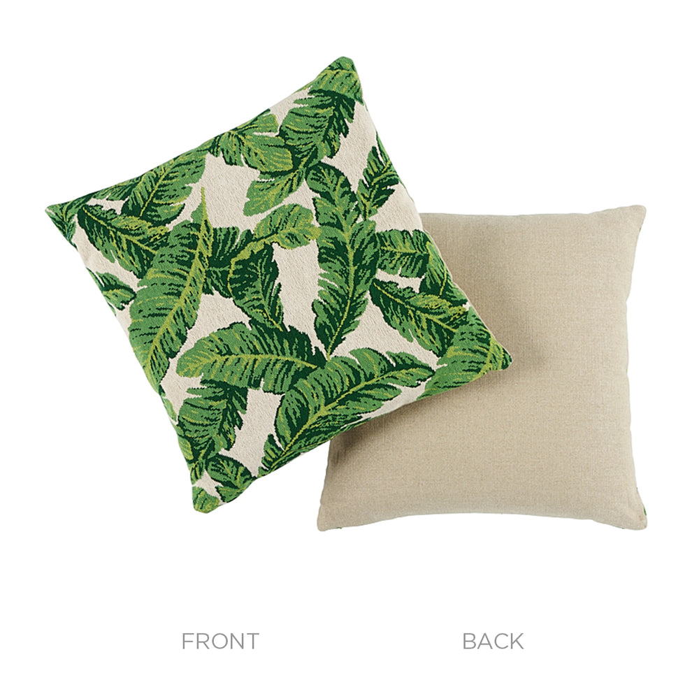 Tropical Leaf Pillow | Green & Ivory