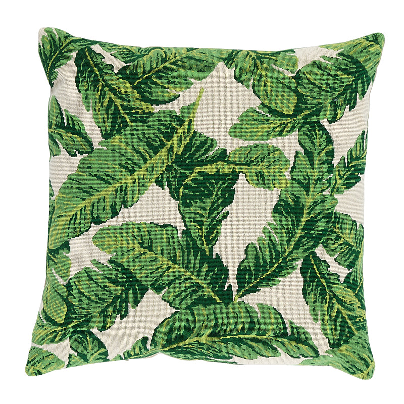 Tropical Leaf Pillow | Green & Ivory