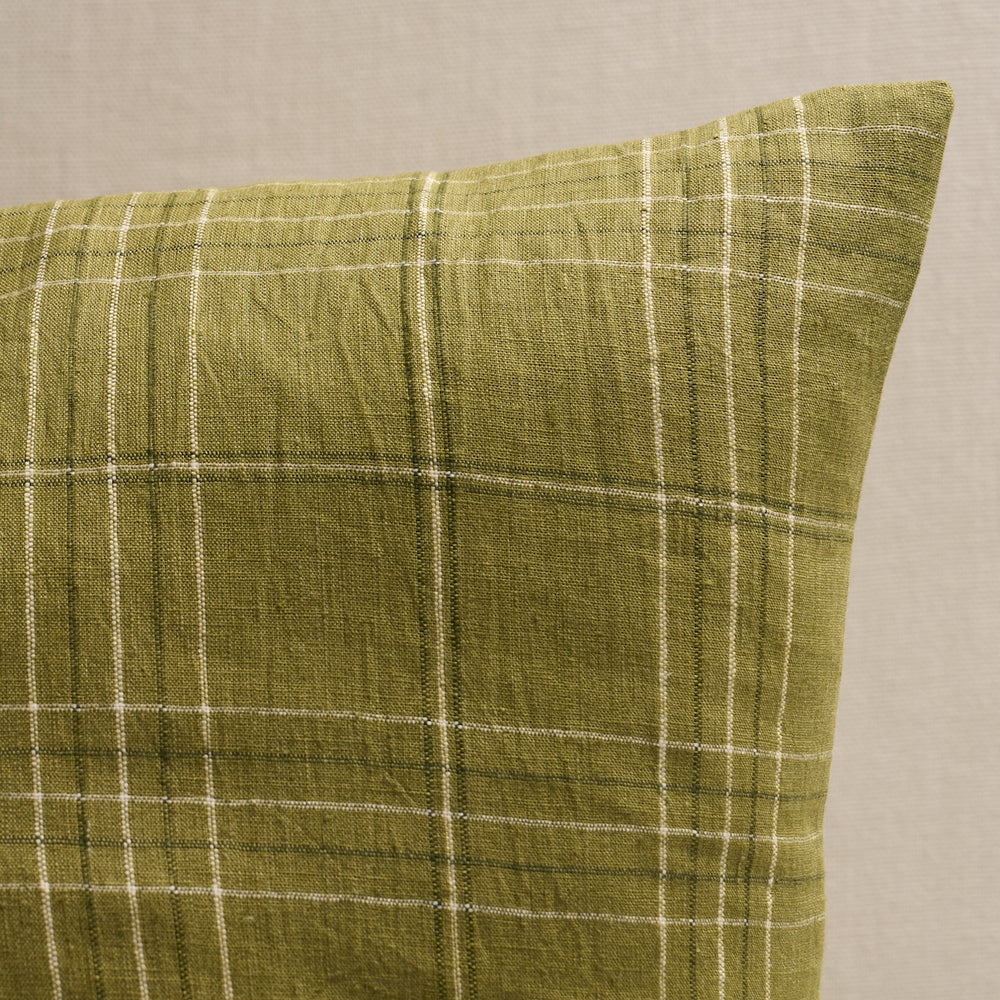 Nils Plaid Linen Pillow | Grass