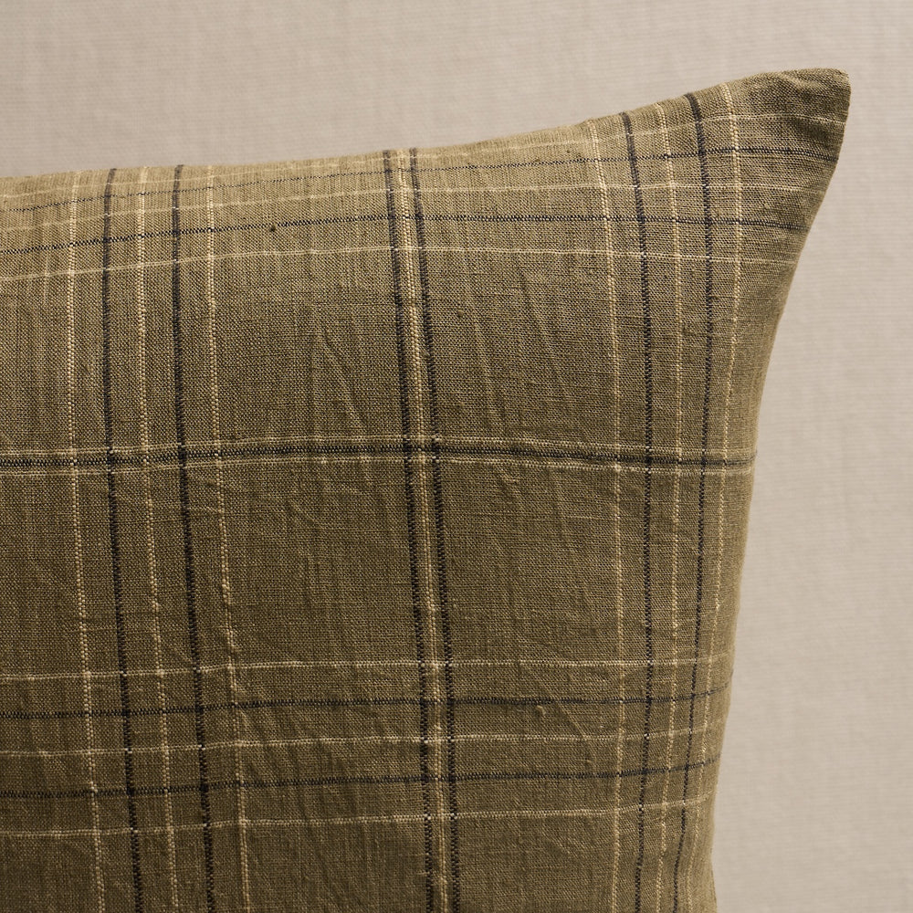 Nils Plaid Linen Pillow | Lichen