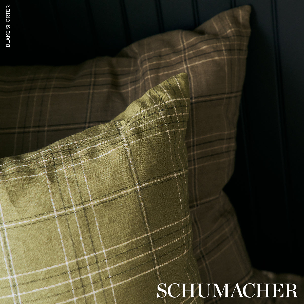 Nils Plaid Linen Pillow | Lichen