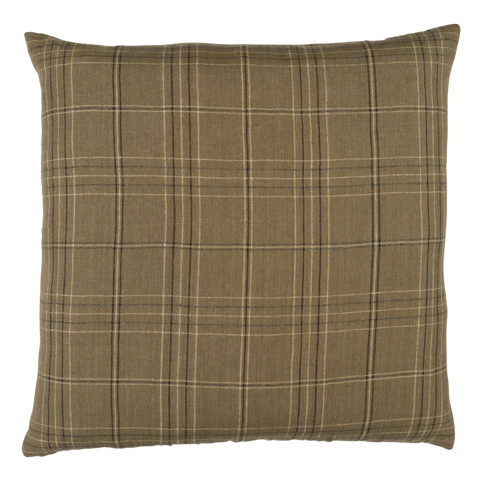 Nils Plaid Linen Pillow | Lichen