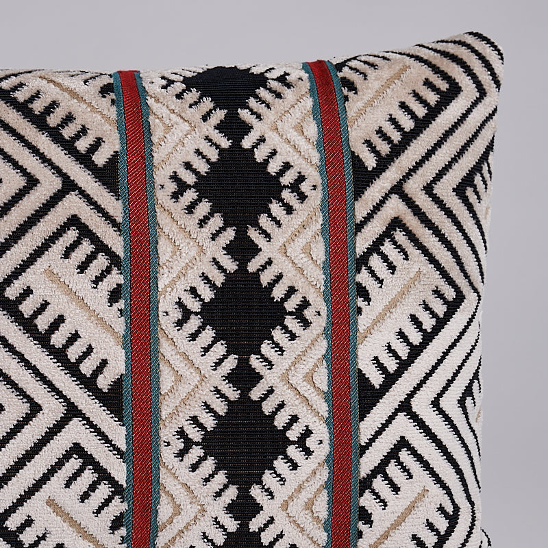 Parvin Velvet Pillow | Black & Ivory