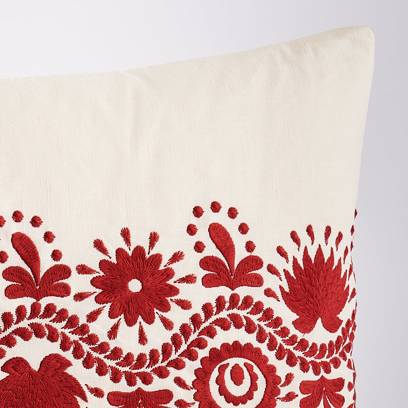 Theodora Embroidery Pillow | Red