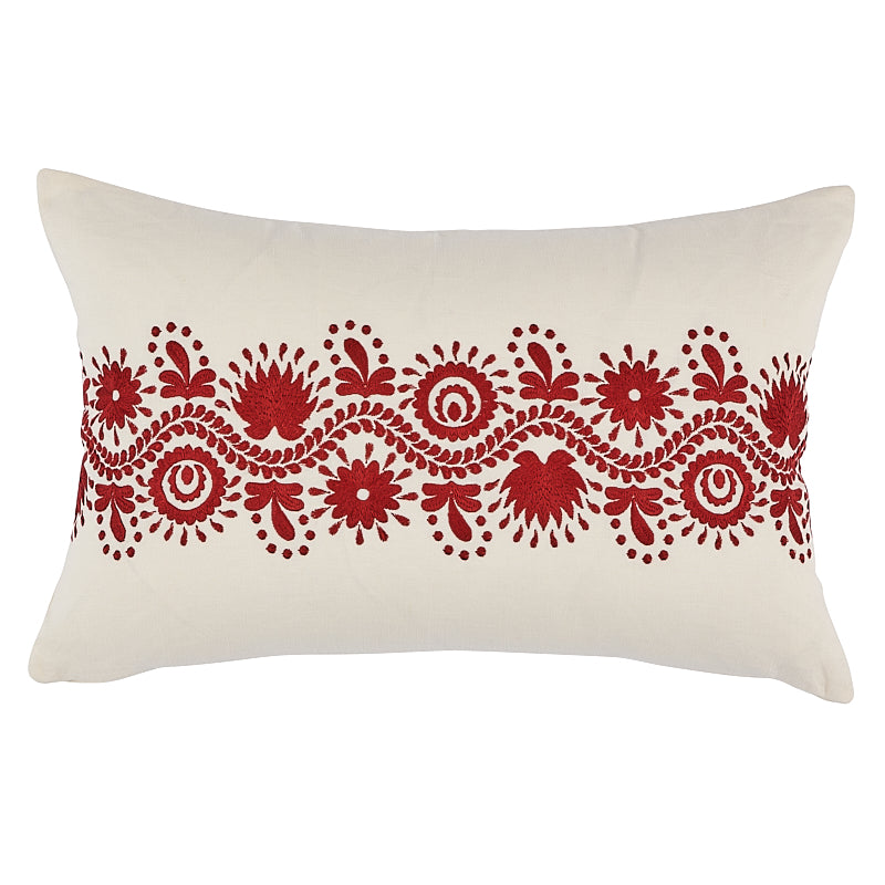 Theodora Embroidery Pillow | Red