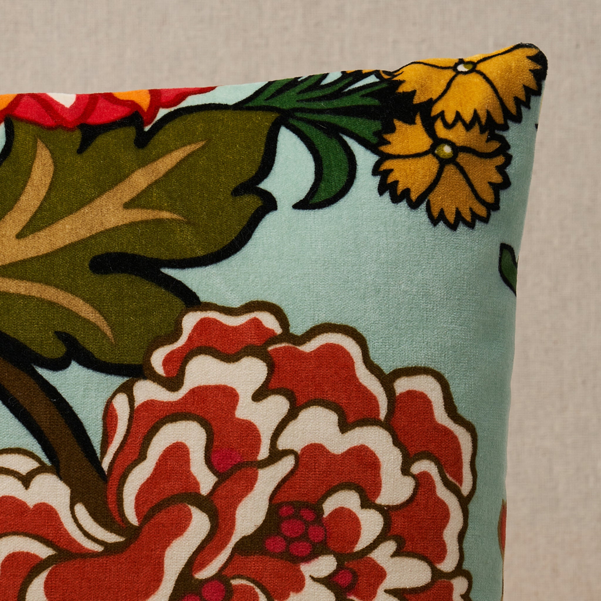 Chiang Mai Dragon Velvet Pillow | Aquamarine