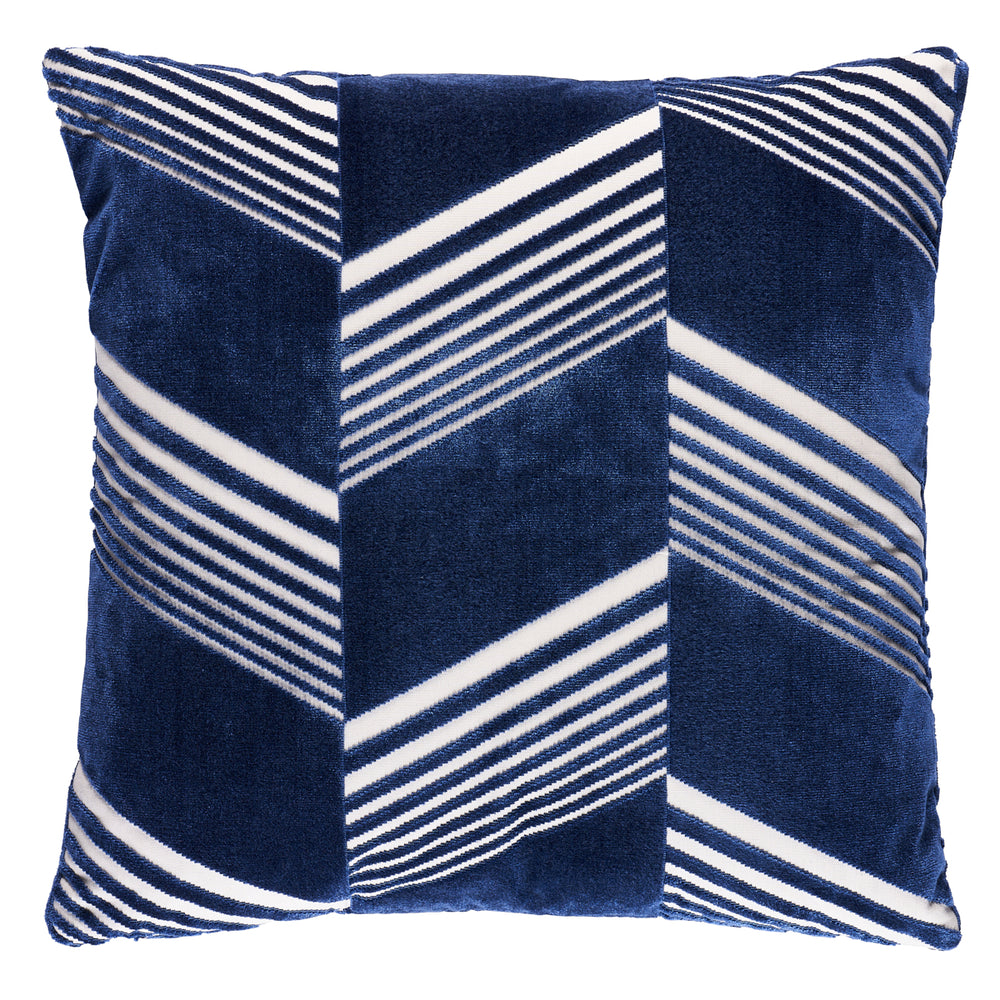 Jessie Cut Velvet Pillow | Navy On White