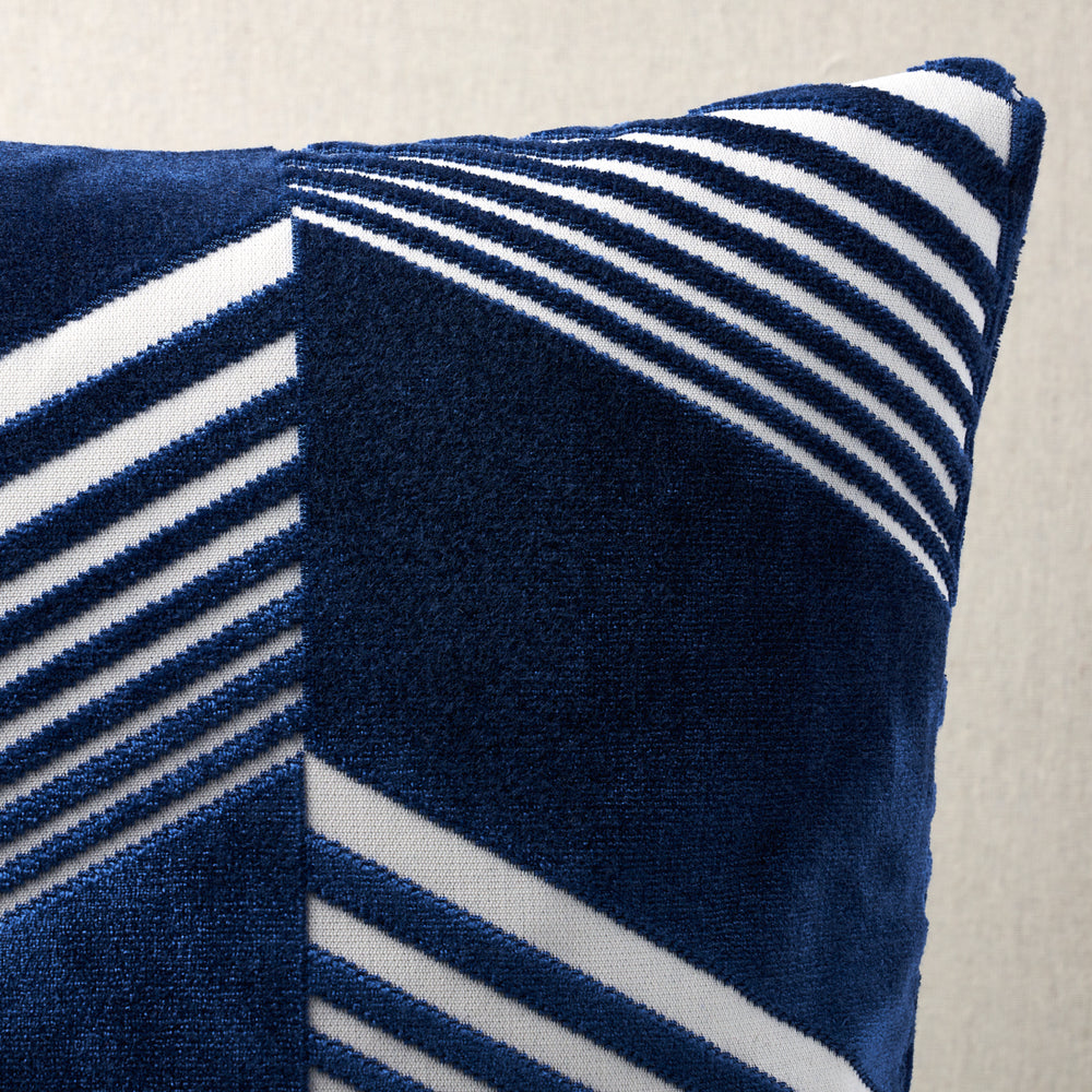 Jessie Cut Velvet Pillow | Navy On White