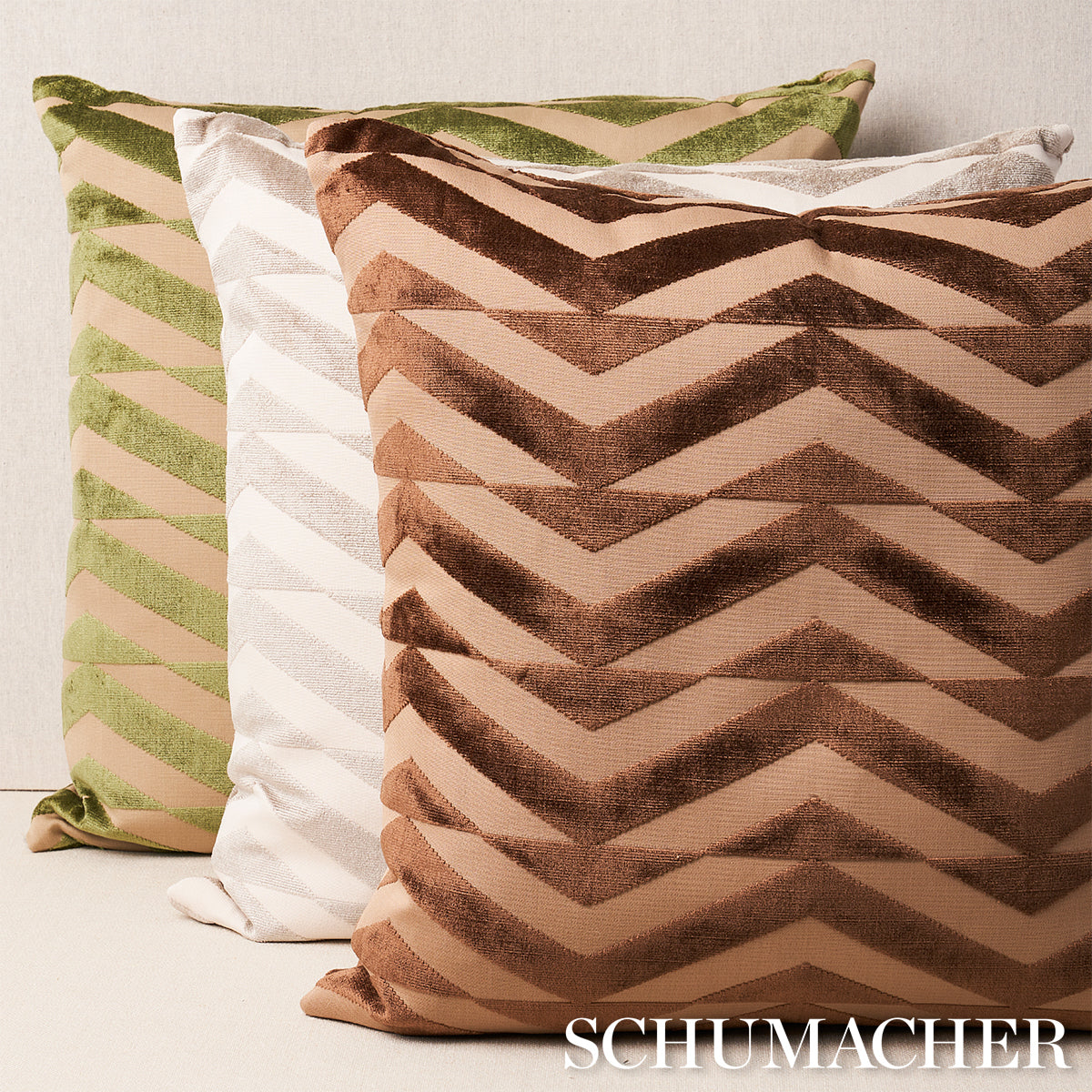 Broken Chevron Pillow | Taupe on Ivory