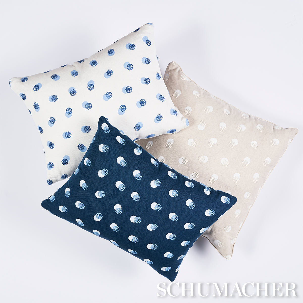 Taylor Embroidery Pillow | Blue on Ivory