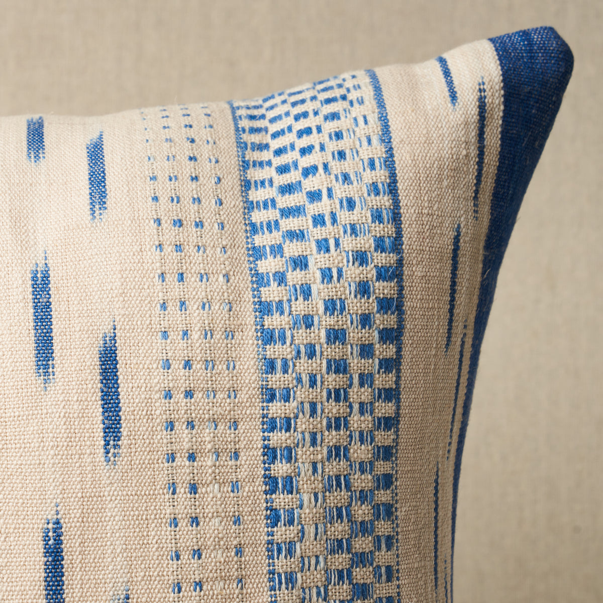 Mirza Ikat Stripe Pillow | Blue On Natural