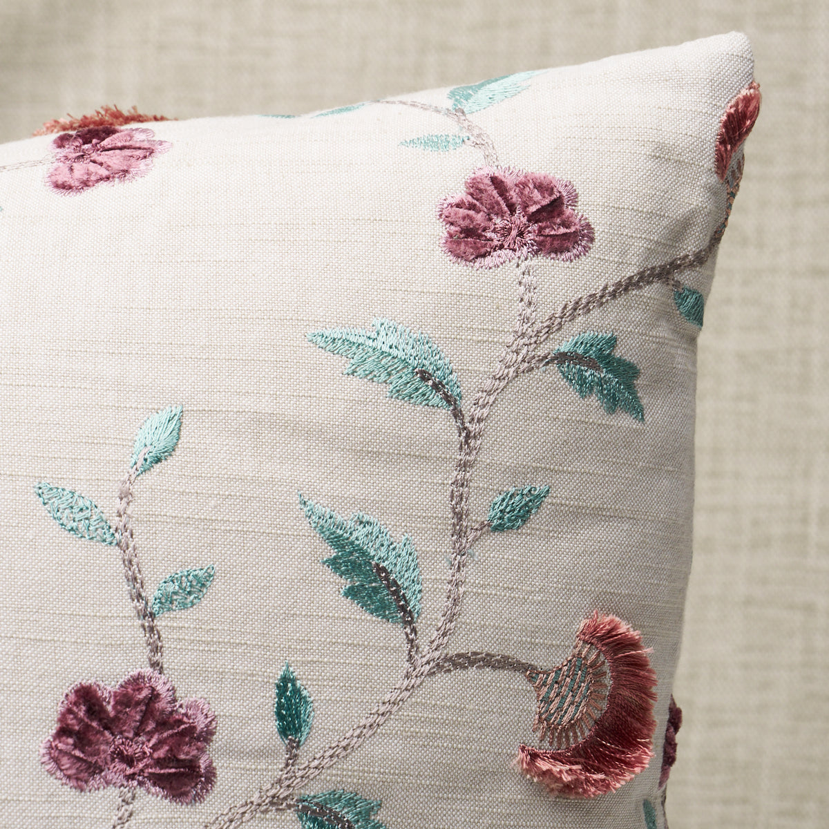 Iyla Embroidery Pillow | Rose & Natural