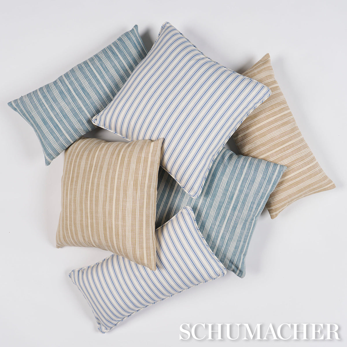 Birdie Ticking Stripe Pillow | Indigo