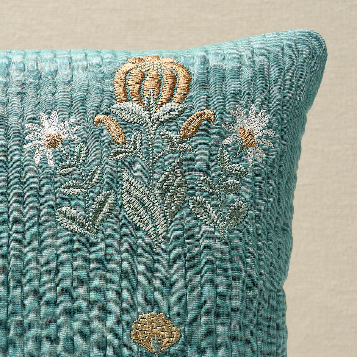 Elmslie Embroidery Pillow | Teal