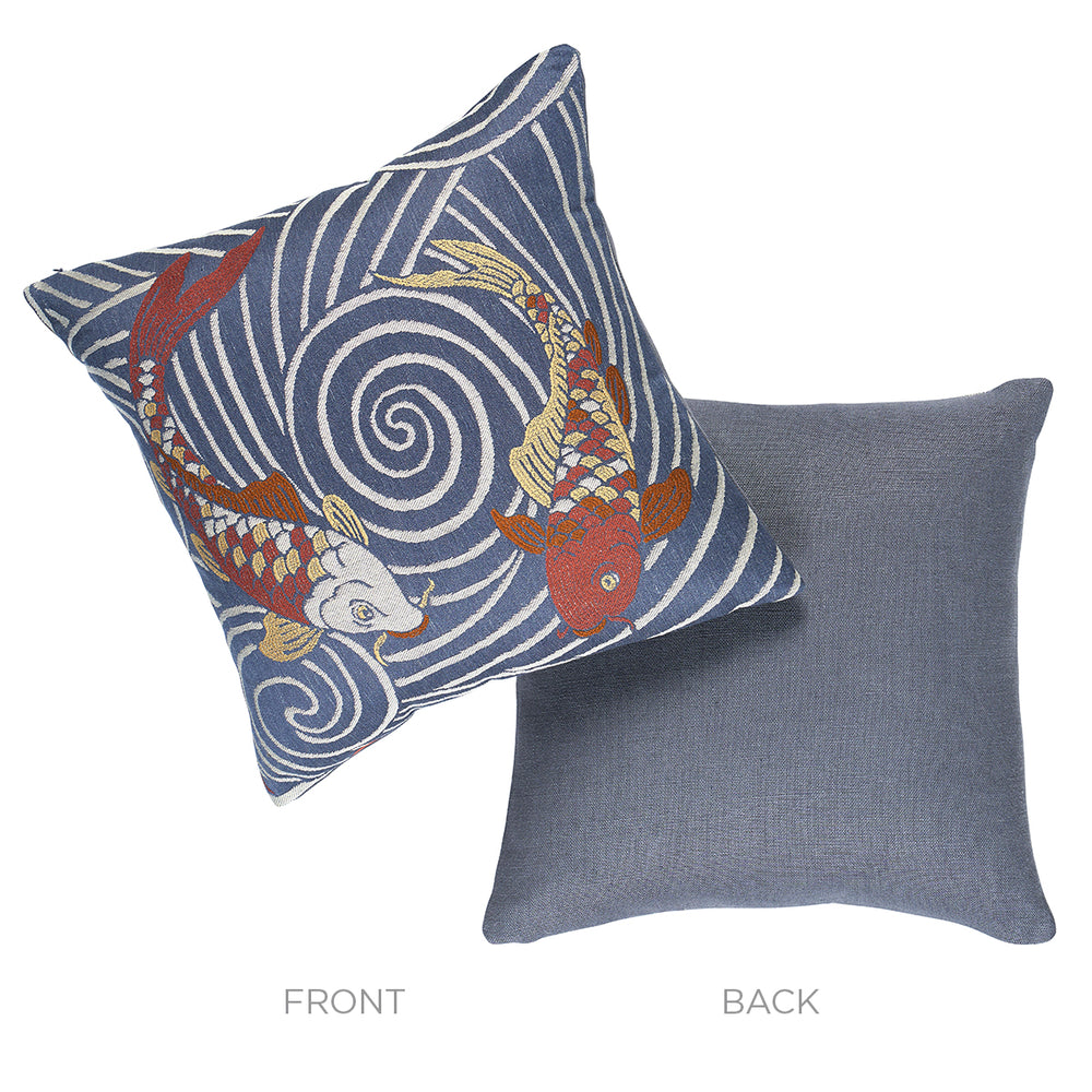 Koi Fish Pillow | Indigo
