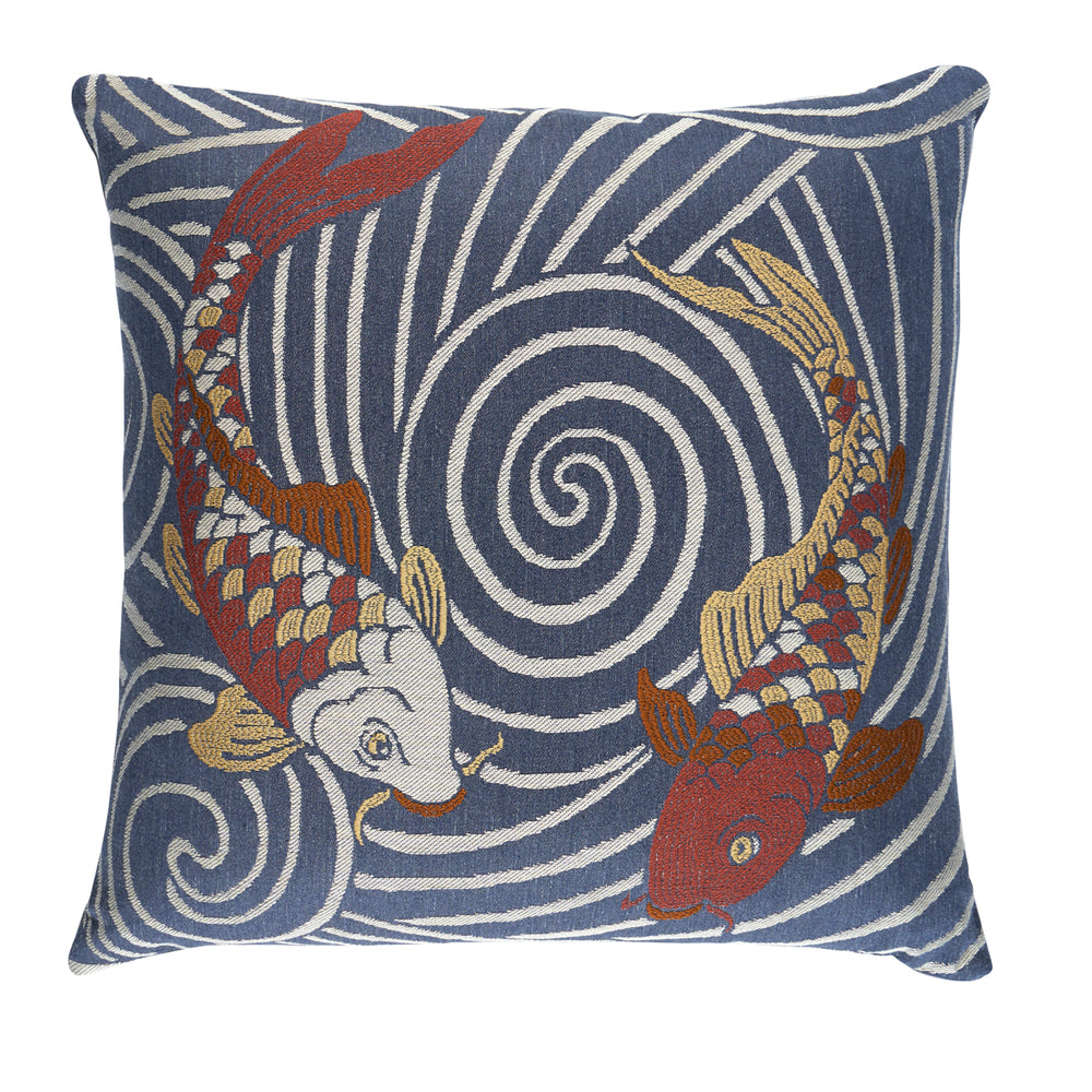 Koi Fish Pillow | Indigo
