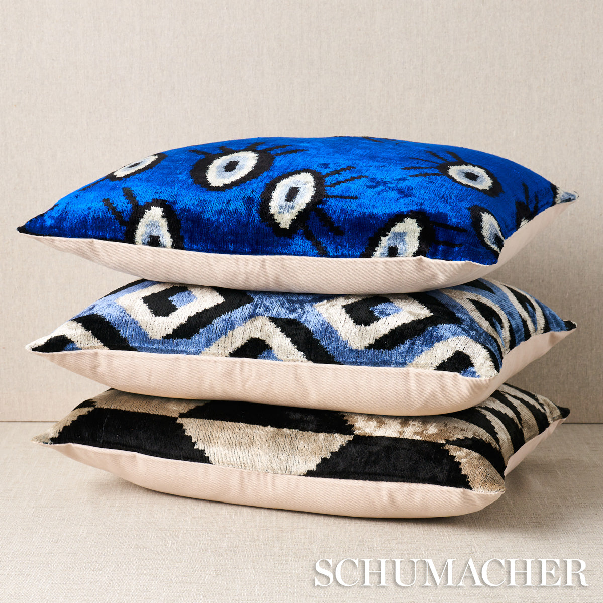 Ankara Silk Velvet Pillow | Black & Silver