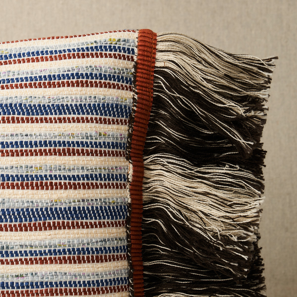 Rag Rug Hand Woven Stripe Pillow | Indigo & Mocha